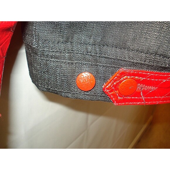 Vintage 90s Red Ape Jeans Co Faux Leather Jacket Mens Red Jean 2X - Picture 4 of 7